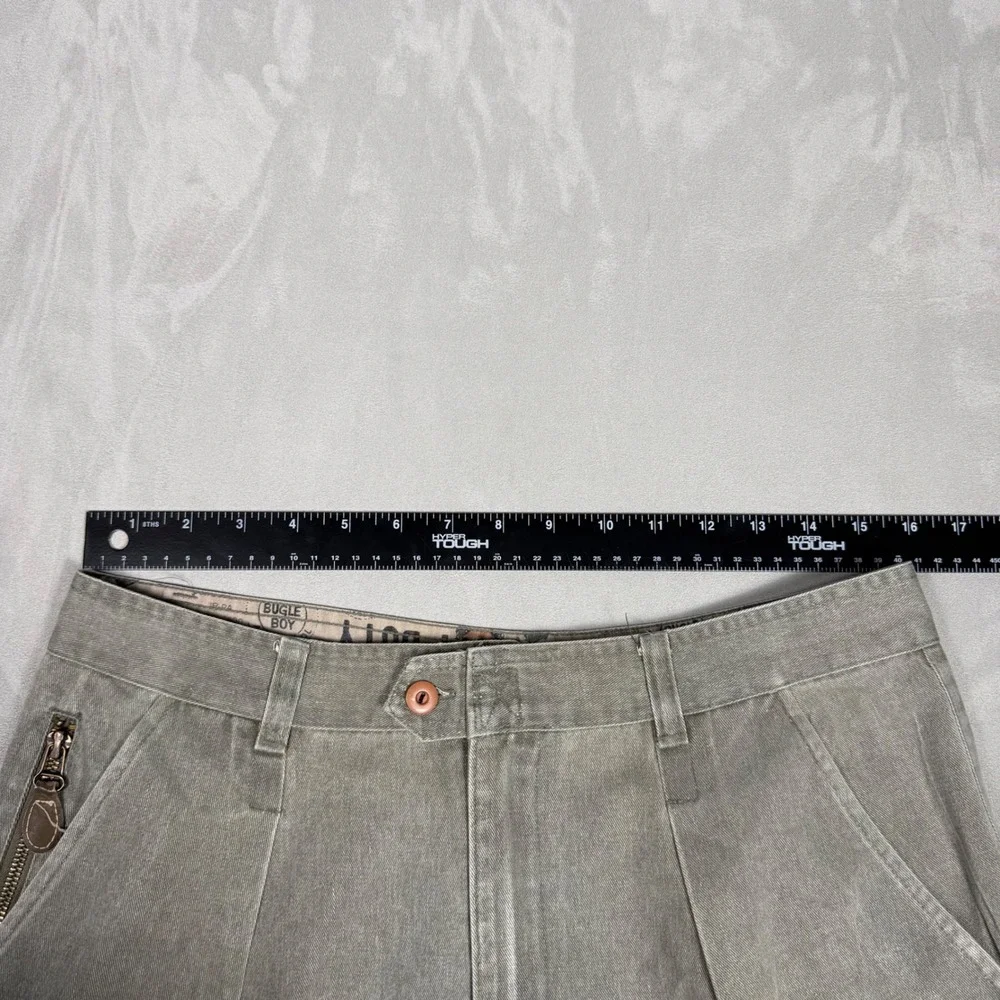 90s Mens Bugle Boy Acid Wash Pleated Tapered Chino Pants 34M